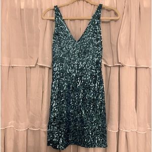 Blue Sequin Mini Dress
